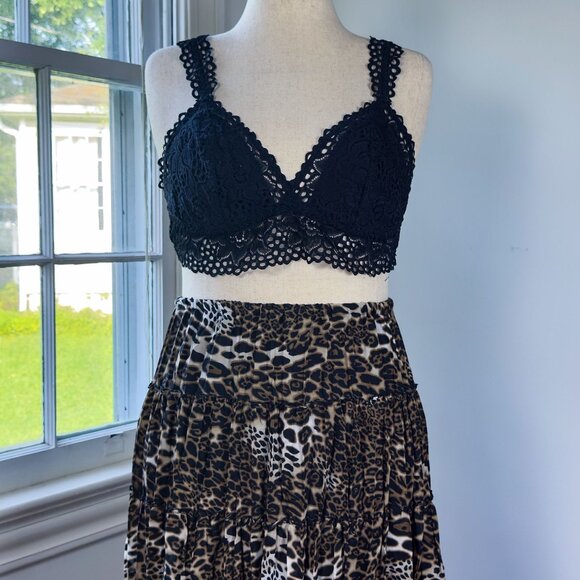 Aerie Black Lace Bralette Size XL Adjustable Straps Minimalist Goth Stretch - Picture 2 of 10